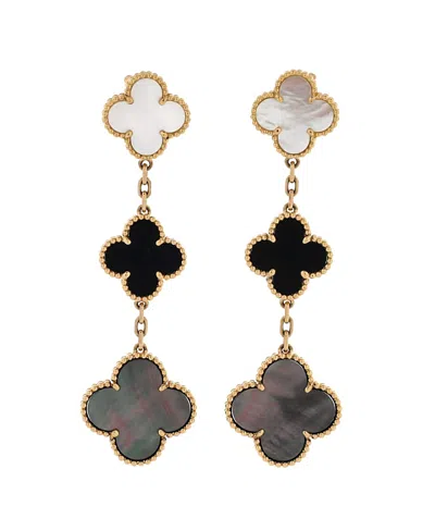 Pre-owned Pre-owned Van Cleef & Arpels  Van Cleef & Arpels Magic Alhambra 3 Motifs Earrings 18k Gold With Mother Of Pearl And Onyx