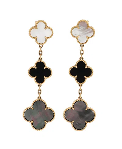 Pre-owned Pre-owned Van Cleef & Arpels  Van Cleef & Arpels Magic Alhambra 3 Motifs Earrings 18k Gold With Mother Of Pearl And Onyx