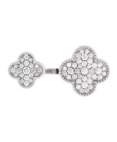 Pre-owned Pre-owned Van Cleef & Arpels  Van Cleef & Arpels Magic Alhambra Between The Finger Ring 18k White Gold And Diamonds