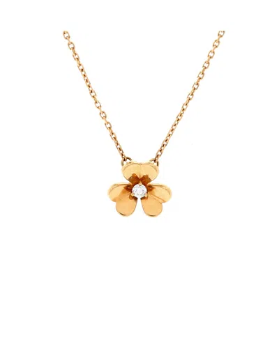 Pre-owned Pre-owned Van Cleef & Arpels  Van Cleef & Arpels Mini Frivole Pendant Necklace 18k Gold And Diamond, 15.75