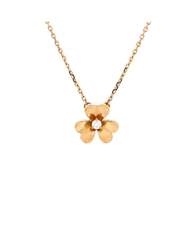 Pre-owned Pre-owned Van Cleef & Arpels  Van Cleef & Arpels Mini Frivole Pendant Necklace 18k Gold And Diamond, 15.75