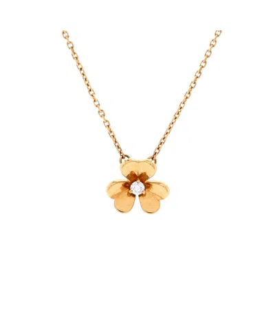 Pre-owned Pre-owned Van Cleef & Arpels  Van Cleef & Arpels Mini Frivole Pendant Necklace 18k Gold And Diamond, 16
