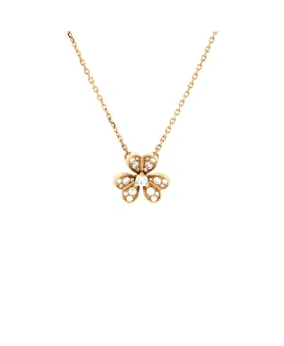 Pre-owned Pre-owned Van Cleef & Arpels  Van Cleef & Arpels Mini Frivole Pendant Necklace 18k Gold With Pave Diamonds, 15.75