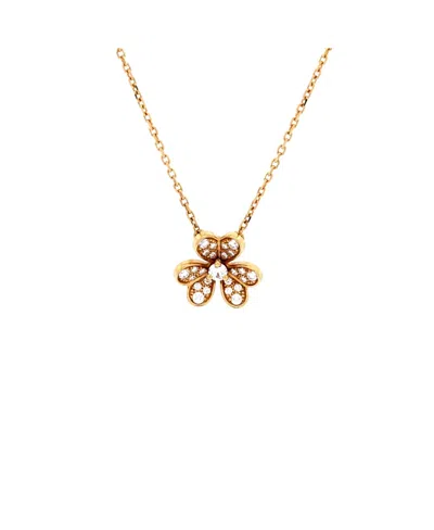 Pre-owned Pre-owned Van Cleef & Arpels  Van Cleef & Arpels Mini Frivole Pendant Necklace 18k Gold With Pave Diamonds, 15.75