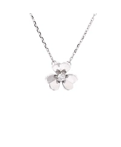 Pre-owned Pre-owned Van Cleef & Arpels  Van Cleef & Arpels Mini Frivole Pendant Necklace 18k White Gold And Diamond, 0.6