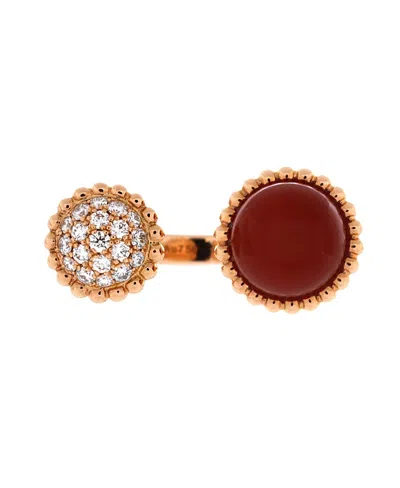 Pre-owned Pre-owned Van Cleef & Arpels  Van Cleef & Arpels Perlee Couleurs Between The Finger Ring 18k Rose Gold With Carnelian An In Pink
