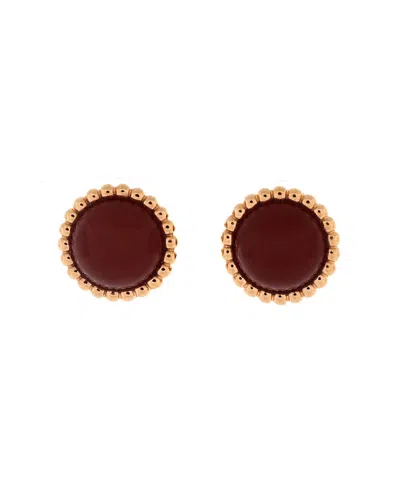 Pre-owned Pre-owned Van Cleef & Arpels  Van Cleef & Arpels Perlee Couleurs Stud Earrings 18k Rose Gold And Carnelian In Pink