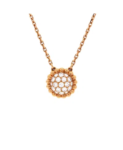Pre-owned Pre-owned Van Cleef & Arpels  Van Cleef & Arpels Perlee Round Pendant Necklace 18k Rose Gold And Diamonds, 16.5 In Pink