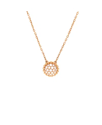 Pre-owned Pre-owned Van Cleef & Arpels  Van Cleef & Arpels Perlee Round Pendant Necklace 18k Rose Gold And Diamonds, 16.5 In Pink
