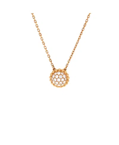 Pre-owned Pre-owned Van Cleef & Arpels  Van Cleef & Arpels Perlee Round Pendant Necklace 18k Rose Gold And Diamonds, 16.5 In Pink