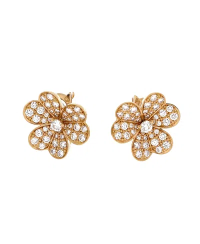 Pre-owned Pre-owned Van Cleef & Arpels  Van Cleef & Arpels Small Frivole Stud Earrings 18k Gold And Pave Diamonds