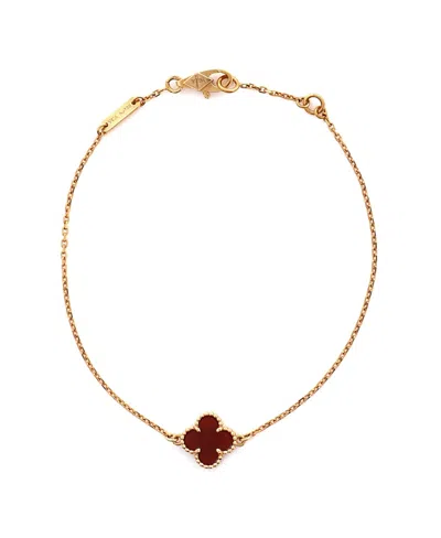 Pre-owned Pre-owned Van Cleef & Arpels  Van Cleef & Arpels Sweet Alhambra Bracelet 18k Rose Gold And Carnelian In Pink