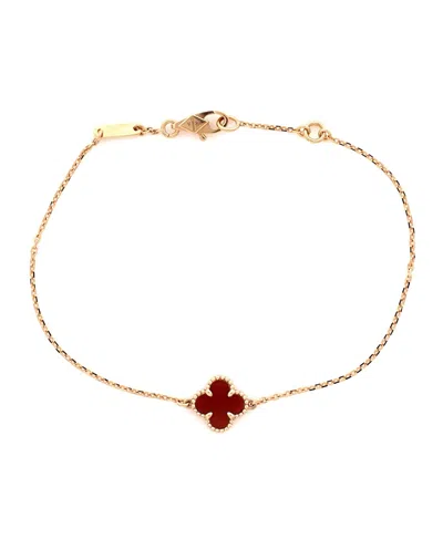 Pre-owned Pre-owned Van Cleef & Arpels  Van Cleef & Arpels Sweet Alhambra Bracelet 18k Rose Gold And Carnelian In Pink