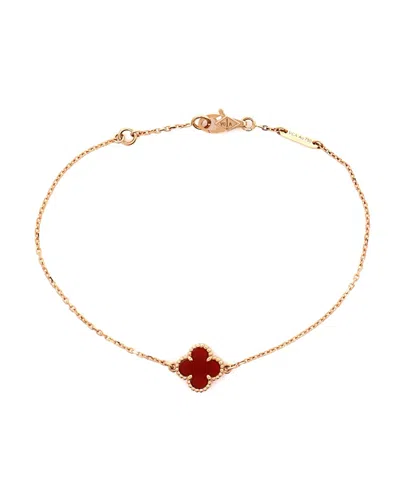Pre-owned Pre-owned Van Cleef & Arpels  Van Cleef & Arpels Sweet Alhambra Bracelet 18k Rose Gold And Carnelian In Pink