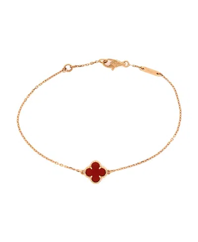 Pre-owned Pre-owned Van Cleef & Arpels  Van Cleef & Arpels Sweet Alhambra Bracelet 18k Rose Gold And Carnelian In Pink