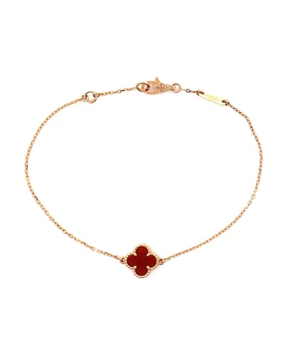 Pre-owned Pre-owned Van Cleef & Arpels  Van Cleef & Arpels Sweet Alhambra Bracelet 18k Rose Gold And Carnelian In Pink