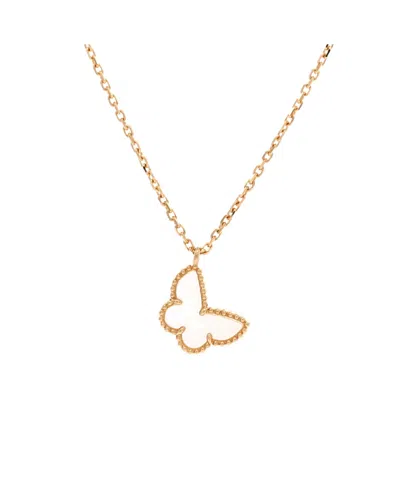 Pre-owned Pre-owned Van Cleef & Arpels  Van Cleef & Arpels Sweet Alhambra Butterfly Pendant Necklace 18k Gold And Mother Of Pearl,