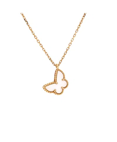 Pre-owned Pre-owned Van Cleef & Arpels  Van Cleef & Arpels Sweet Alhambra Butterfly Pendant Necklace 18k Gold And Mother Of Pearl,
