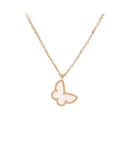 Pre-owned Pre-owned Van Cleef & Arpels  Van Cleef & Arpels Sweet Alhambra Butterfly Pendant Necklace 18k Gold And Mother Of Pearl,