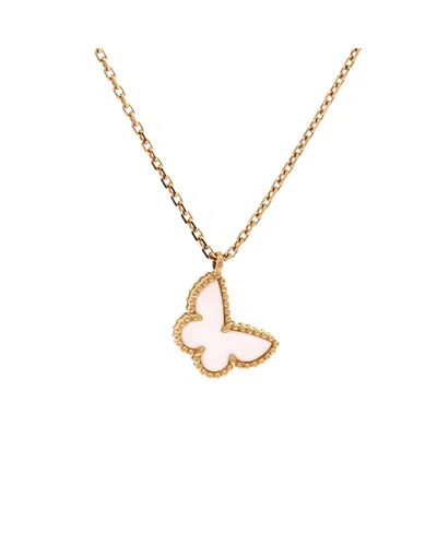 Pre-owned Pre-owned Van Cleef & Arpels  Van Cleef & Arpels Sweet Alhambra Butterfly Pendant Necklace 18k Gold And Mother Of Pearl,