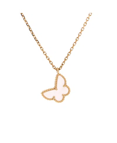 Pre-owned Pre-owned Van Cleef & Arpels  Van Cleef & Arpels Sweet Alhambra Butterfly Pendant Necklace 18k Gold And Mother Of Pearl,