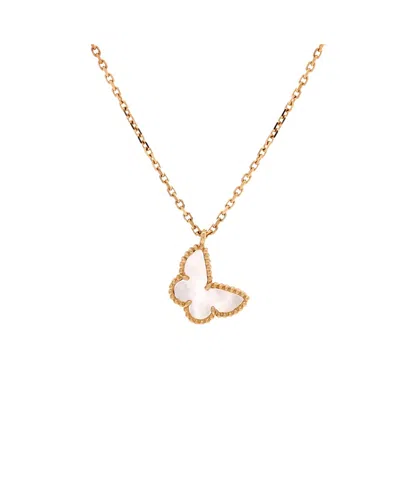 Pre-owned Pre-owned Van Cleef & Arpels  Van Cleef & Arpels Sweet Alhambra Butterfly Pendant Necklace 18k Gold And Mother Of Pearl,