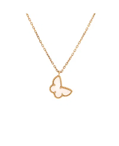 Pre-owned Pre-owned Van Cleef & Arpels  Van Cleef & Arpels Sweet Alhambra Butterfly Pendant Necklace 18k Gold And Mother Of Pearl,