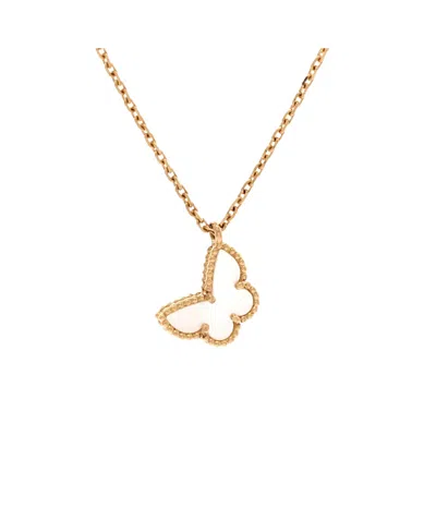Pre-owned Pre-owned Van Cleef & Arpels  Van Cleef & Arpels Sweet Alhambra Butterfly Pendant Necklace 18k Gold And Mother Of Pearl,