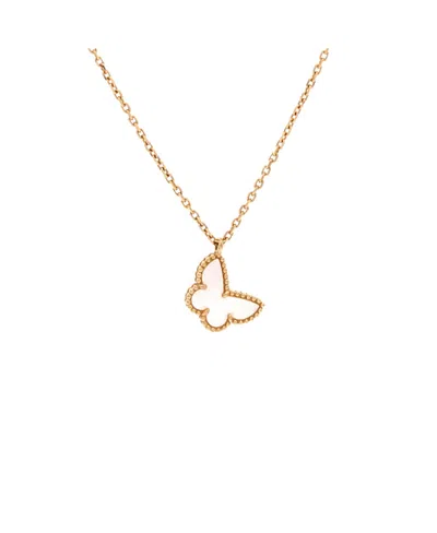 Pre-owned Pre-owned Van Cleef & Arpels  Van Cleef & Arpels Sweet Alhambra Butterfly Pendant Necklace 18k Gold And Mother Of Pearl,
