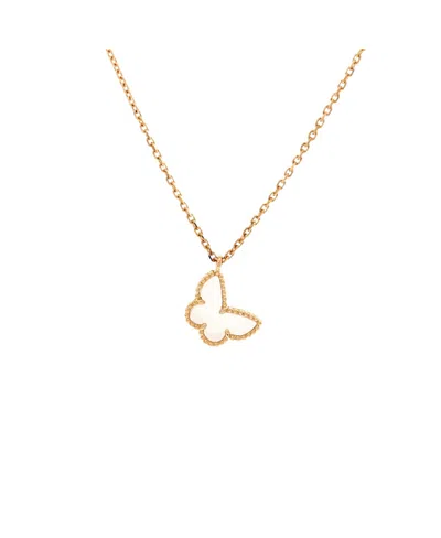 Pre-owned Pre-owned Van Cleef & Arpels  Van Cleef & Arpels Sweet Alhambra Butterfly Pendant Necklace 18k Gold And Mother Of Pearl,