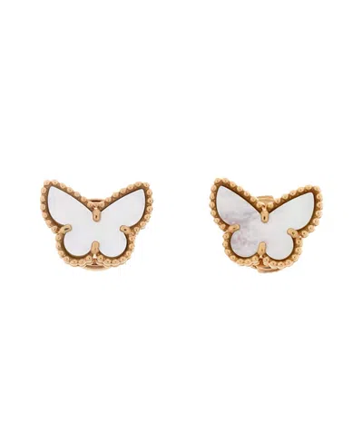Pre-owned Pre-owned Van Cleef & Arpels  Van Cleef & Arpels Sweet Alhambra Butterfly Stud Earrings 18k Gold And Mother Of Pearl