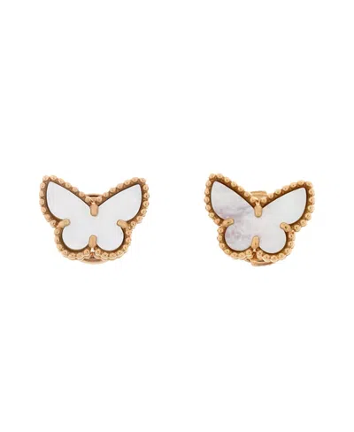 Pre-owned Pre-owned Van Cleef & Arpels  Van Cleef & Arpels Sweet Alhambra Butterfly Stud Earrings 18k Gold And Mother Of Pearl