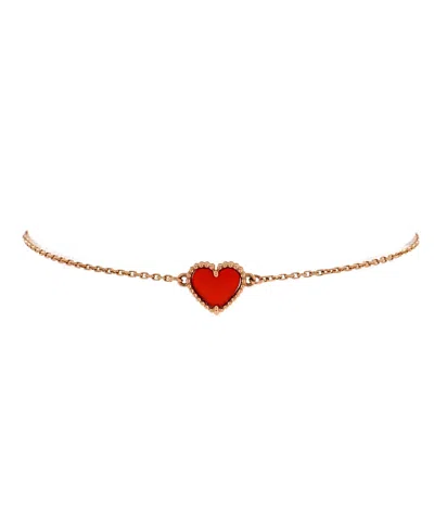 Pre-owned Pre-owned Van Cleef & Arpels  Van Cleef & Arpels Sweet Alhambra Heart Bracelet 18k Rose Gold With Carnelian In Pink