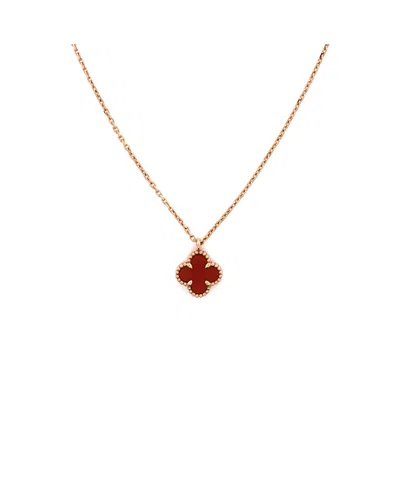 Pre-owned Pre-owned Van Cleef & Arpels  Van Cleef & Arpels Sweet Alhambra Pendant Necklace 18k Rose Gold And Carnelian, 16 In Pink
