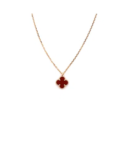 Pre-owned Pre-owned Van Cleef & Arpels  Van Cleef & Arpels Sweet Alhambra Pendant Necklace 18k Rose Gold And Carnelian, 16 In Pink