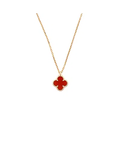 Pre-owned Pre-owned Van Cleef & Arpels  Van Cleef & Arpels Sweet Alhambra Pendant Necklace 18k Rose Gold And Carnelian In Pink