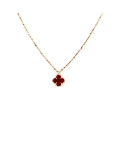 Pre-owned Pre-owned Van Cleef & Arpels  Van Cleef & Arpels Sweet Alhambra Pendant Necklace 18k Rose Gold And Carnelian In Pink