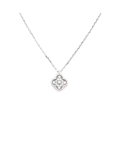 Pre-owned Pre-owned Van Cleef & Arpels  Van Cleef & Arpels Sweet Alhambra Pendant Necklace 18k White Gold With Diamonds