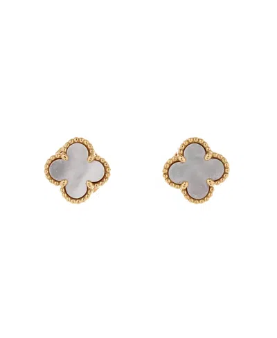 Pre-owned Pre-owned Van Cleef & Arpels  Van Cleef & Arpels Sweet Alhambra Stud Earrings 18k Gold And Mother Of Pearl