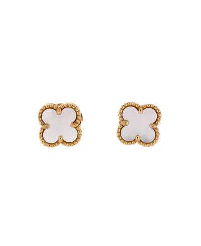 Pre-owned Pre-owned Van Cleef & Arpels  Van Cleef & Arpels Sweet Alhambra Stud Earrings 18k Gold And Mother Of Pearl
