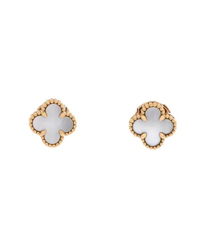 Pre-owned Pre-owned Van Cleef & Arpels  Van Cleef & Arpels Sweet Alhambra Stud Earrings 18k Gold And Mother Of Pearl