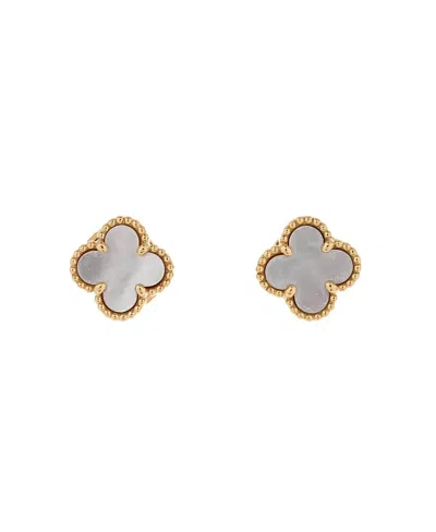 Pre-owned Pre-owned Van Cleef & Arpels  Van Cleef & Arpels Sweet Alhambra Stud Earrings 18k Gold And Mother Of Pearl In White