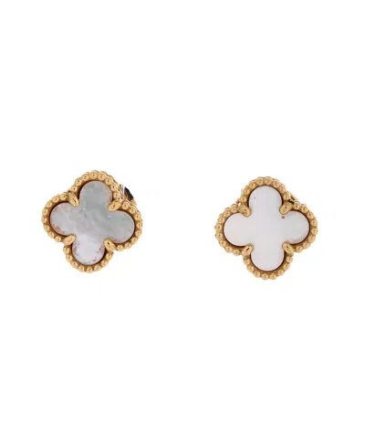 Pre-owned Pre-owned Van Cleef & Arpels  Van Cleef & Arpels Sweet Alhambra Stud Earrings 18k Gold And Mother Of Pearl In White