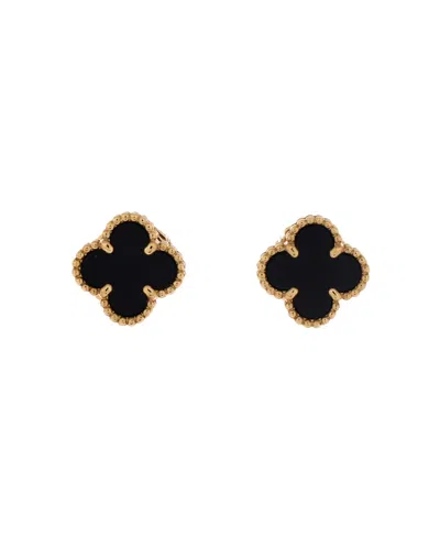 Pre-owned Pre-owned Van Cleef & Arpels  Van Cleef & Arpels Sweet Alhambra Stud Earrings 18k Gold And Onyx