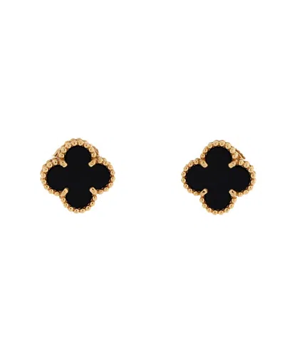 Pre-owned Pre-owned Van Cleef & Arpels  Van Cleef & Arpels Sweet Alhambra Stud Earrings 18k Gold And Onyx