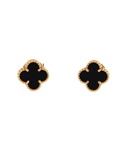 Pre-owned Pre-owned Van Cleef & Arpels  Van Cleef & Arpels Sweet Alhambra Stud Earrings 18k Gold And Onyx
