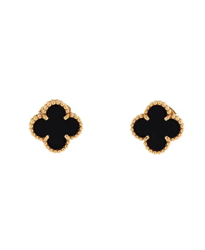 Pre-owned Pre-owned Van Cleef & Arpels  Van Cleef & Arpels Sweet Alhambra Stud Earrings 18k Gold And Onyx