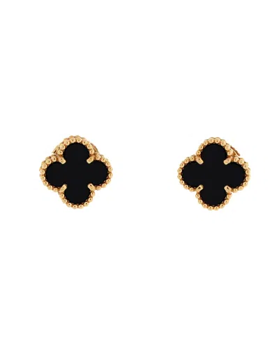 Pre-owned Pre-owned Van Cleef & Arpels  Van Cleef & Arpels Sweet Alhambra Stud Earrings 18k Gold And Onyx