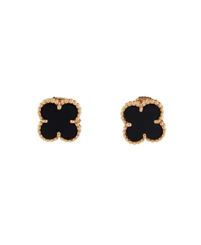 Pre-owned Pre-owned Van Cleef & Arpels  Van Cleef & Arpels Sweet Alhambra Stud Earrings 18k Gold And Onyx