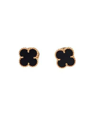 Pre-owned Pre-owned Van Cleef & Arpels  Van Cleef & Arpels Sweet Alhambra Stud Earrings 18k Gold And Onyx